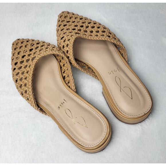 JOEI Behold Woven Leather Mule Pointed Toe Slip On Flat in Tan | 6 - Picture 2 of 13